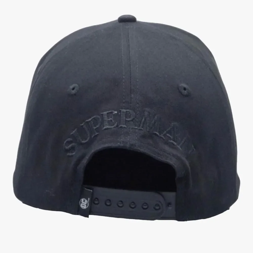 DC Comics Superman All Black Rubber Logo Baseball Cap Black OS NWT